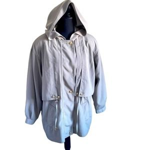 Giorgio Morandi sage color hooded coat w gold accents large
